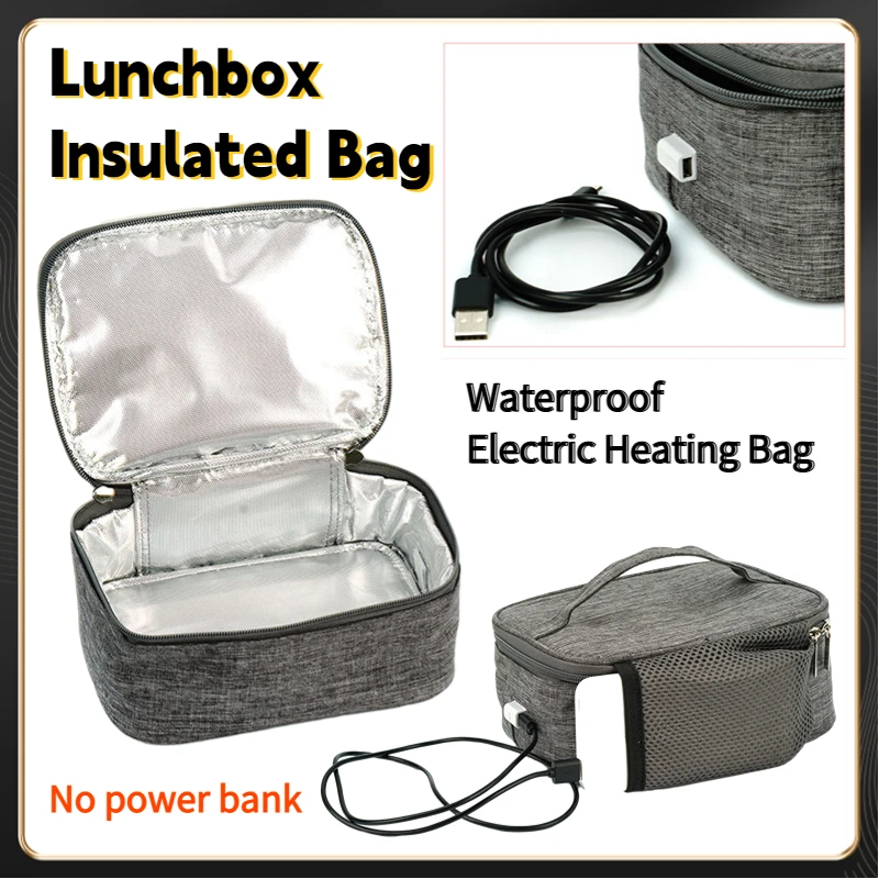 Food Storage Hiking - USB Aquecimento Elétrico Isolado Lunch Bag,