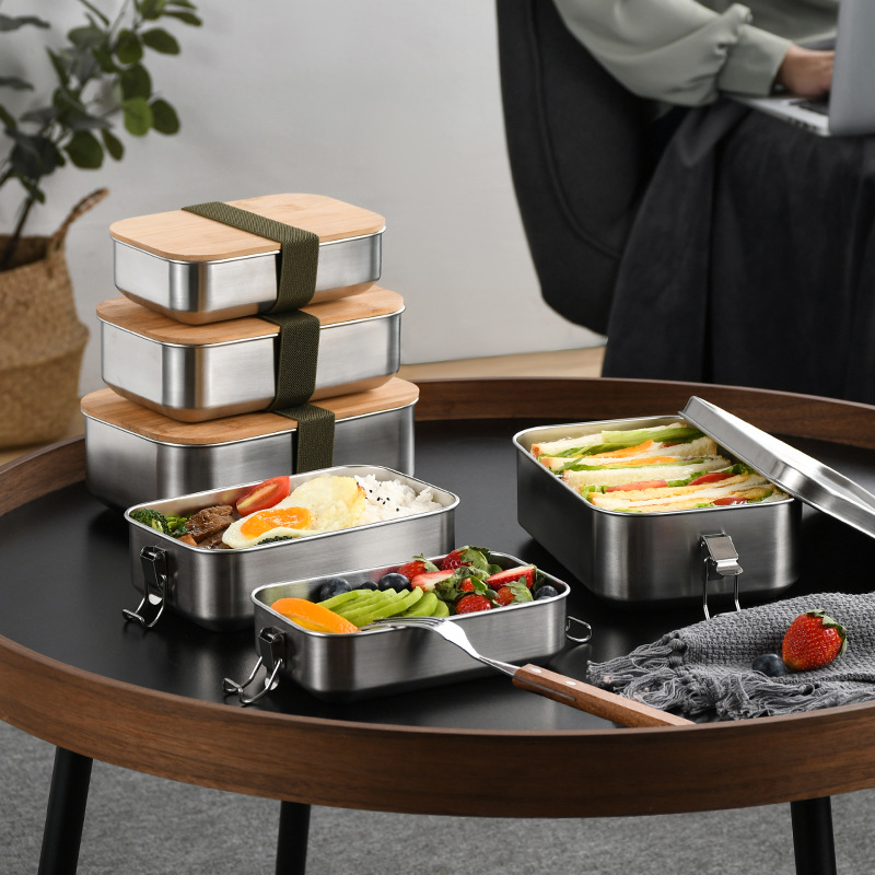 Food Storage Tupperware - Lancheira de aço inoxidável estilo japonês