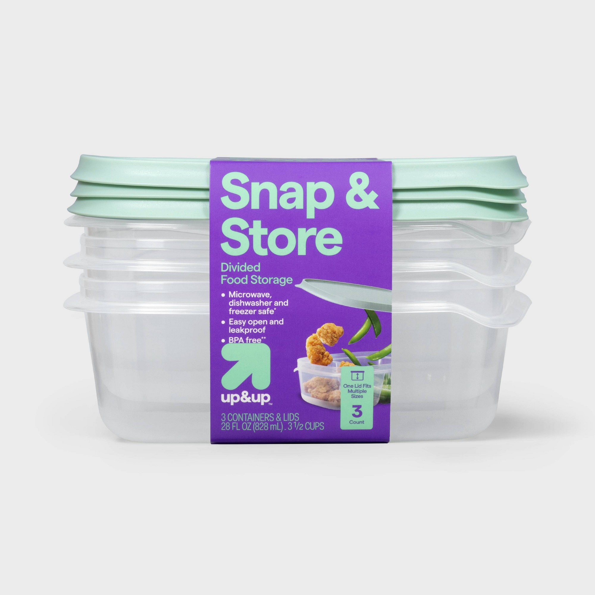 Storage Food Prep - Recipientes de plástico transparente de 3