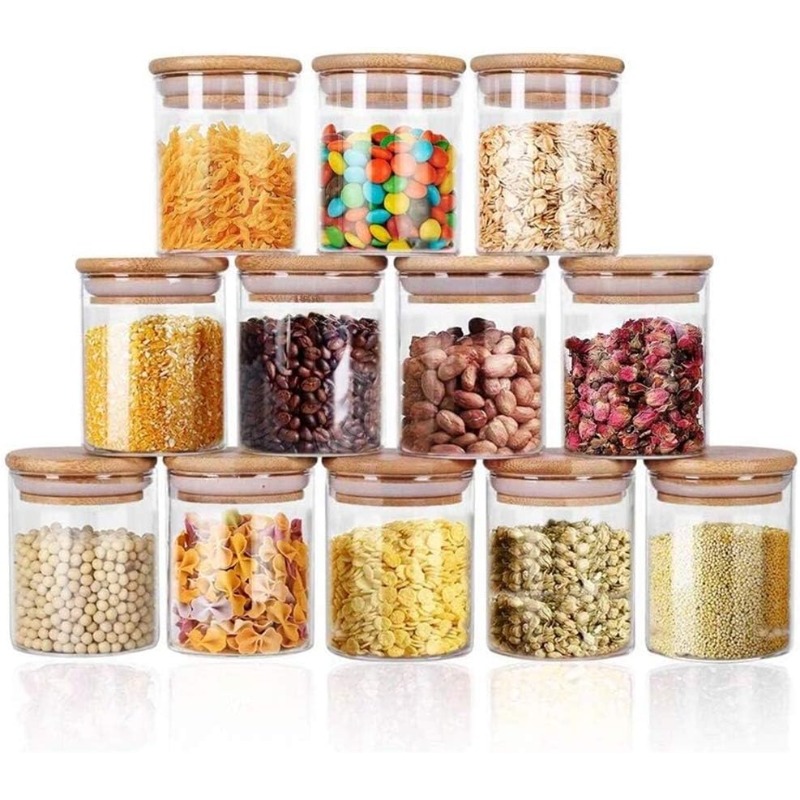 Food Storage Glass Set - Conjunto de 12 frascos de vidro