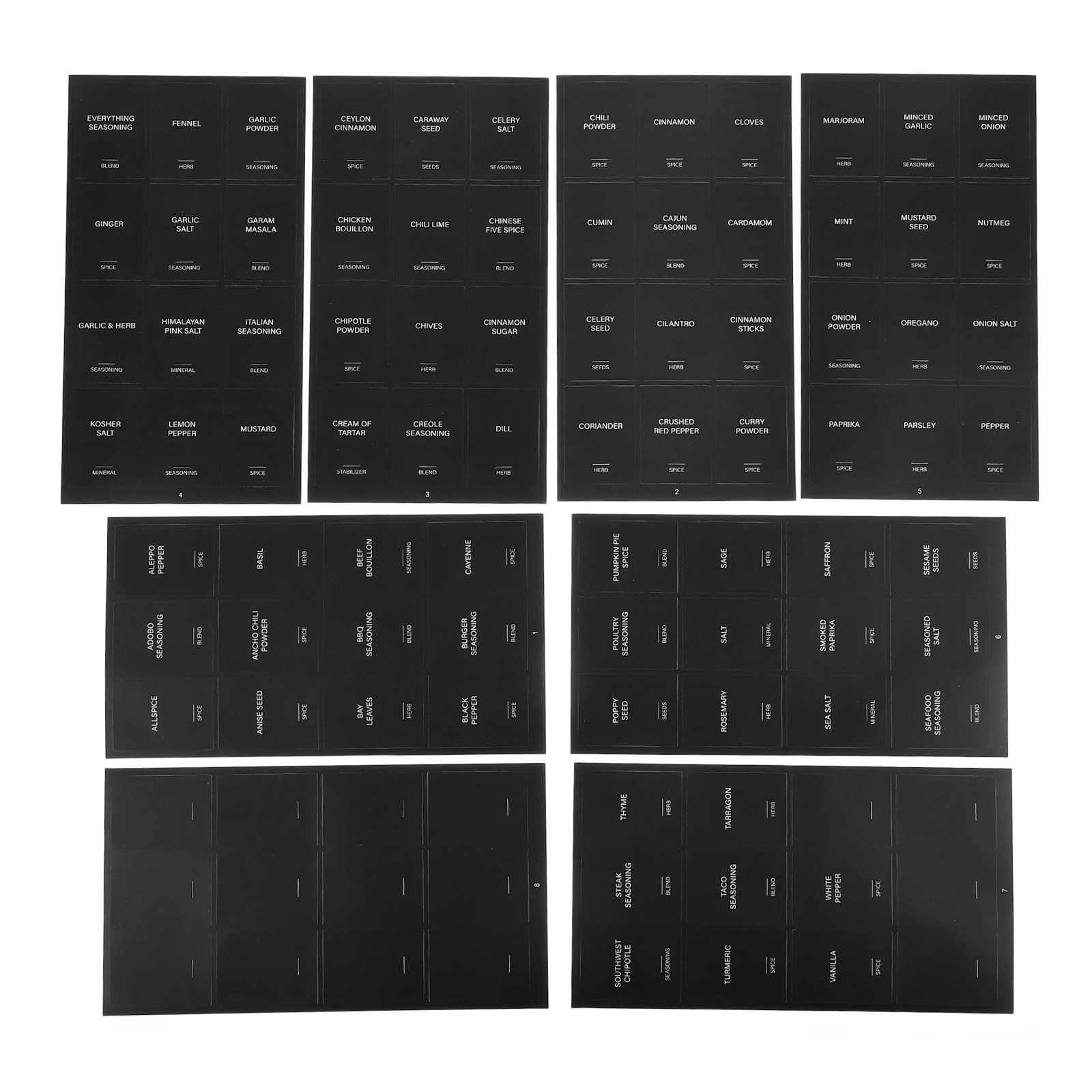 Food Storage Pantry - 32 Adesivos para Especiarias, Etiquetas Retangulares