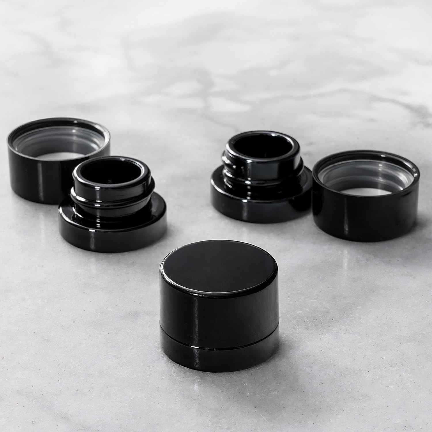 Food Storage Glass Set - Frascos de vidro preto grosso de