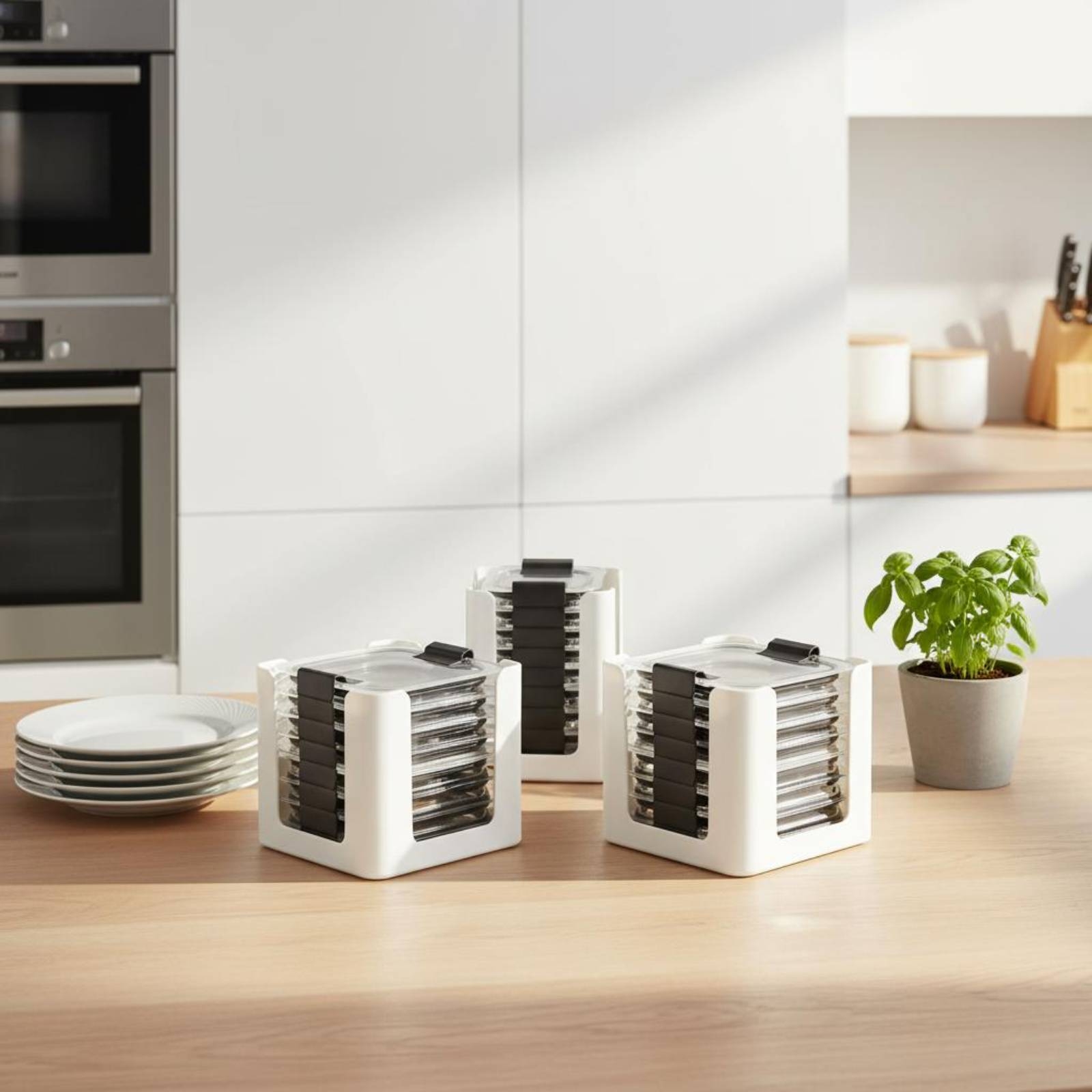 Food Storage In Cabinets - Organizador de Tampas Retangular para 3