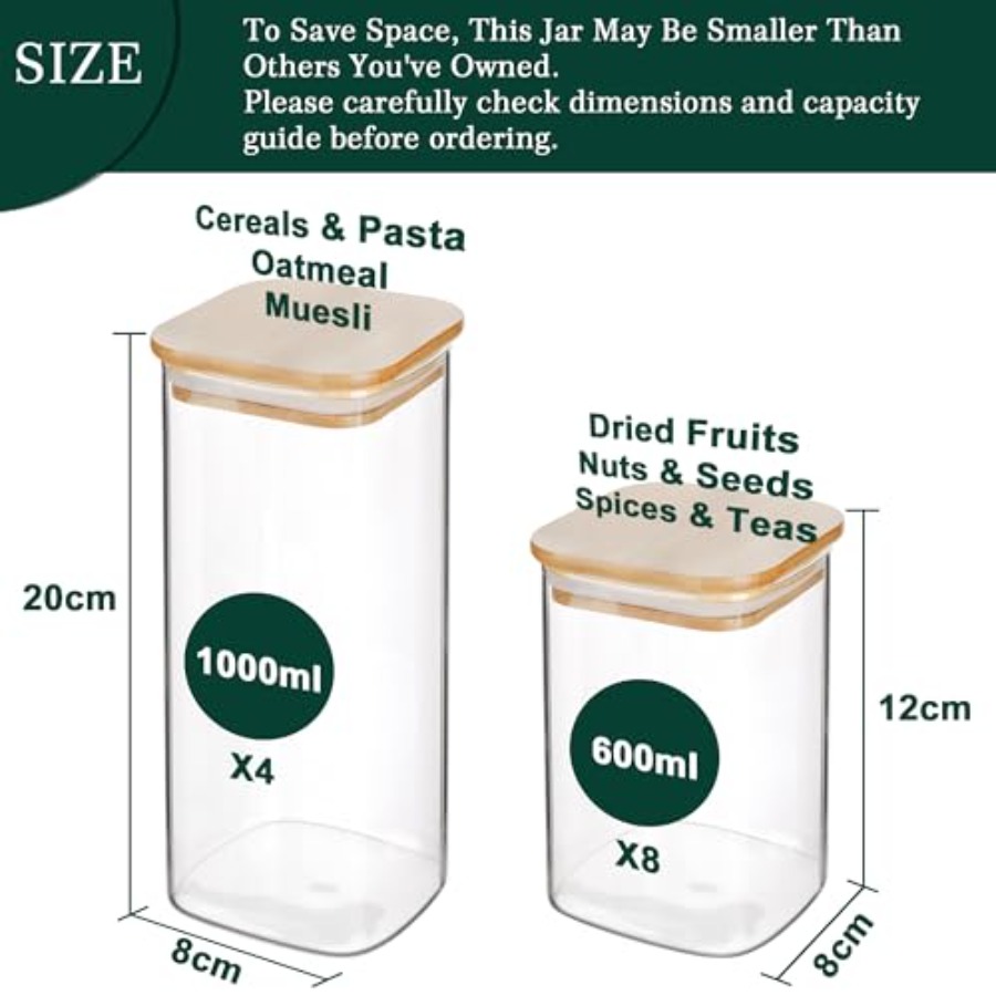 Conjunto de 12 Potes de Vidro  - Food Storage Pantry avaliação e preço