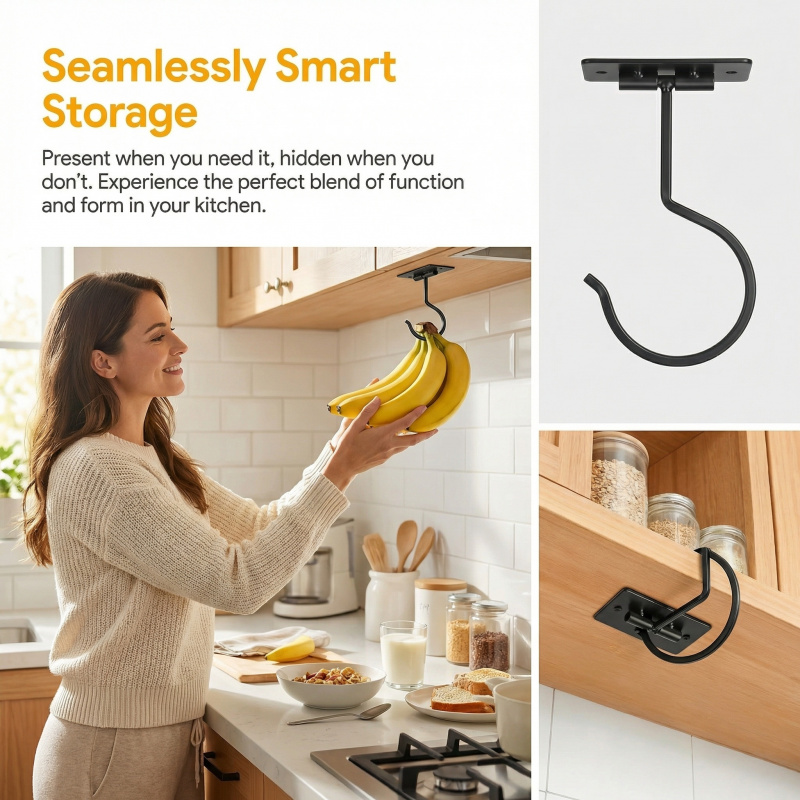 Gancho Adesivo de Metal Preto  - Food Storage In Cabinets avaliação e preço
